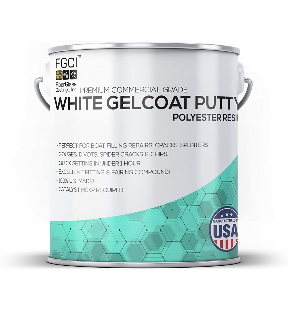 Marine Coat One, White Gelcoat Repair Kit for Boat, Fiberglass Gel Coat Restoration (Clear Without Wax, 01 Gallon)