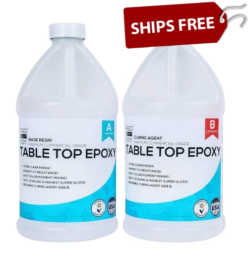 Crystal Clear Epoxy Table Top Resin, 2 Gallon Kit